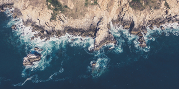 Aerial view of a rocky coastline