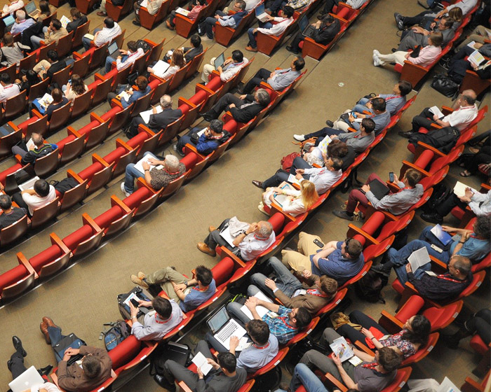 An aerial view of a conference